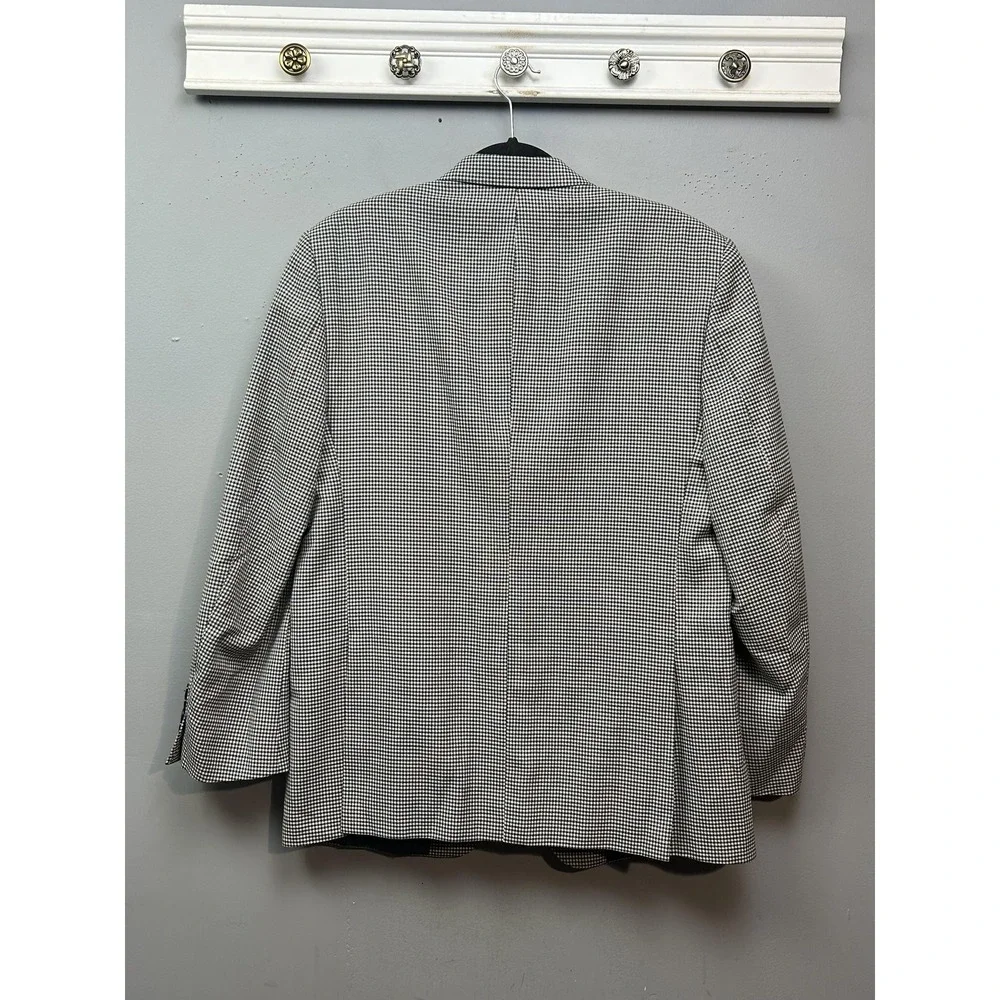 Vince Camuto Sport Coat Mens 40R‎ Black White Houndstooth Wool Blend Modern Fit